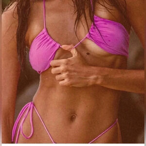 Monica Hansen Beachwear Women's Size XS Money Maker Halter Bikini Top Orchid